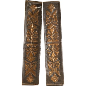 2 Signed RM 1966 [ R. Molynreaux] Copper Relief Plaques Elements 18.25 in. x 3.75 in.