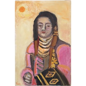 Signed Foley, 20th C. Oil on Canvas Painting Portrait Native American Indian