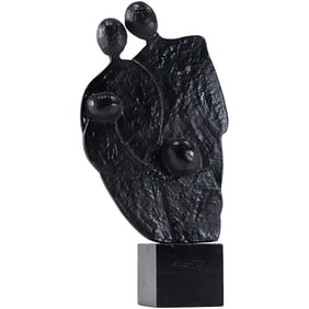 Cast Metal Modern Design Sculpture of a Man and Woman 15.5 in. height x 8 in. wide
