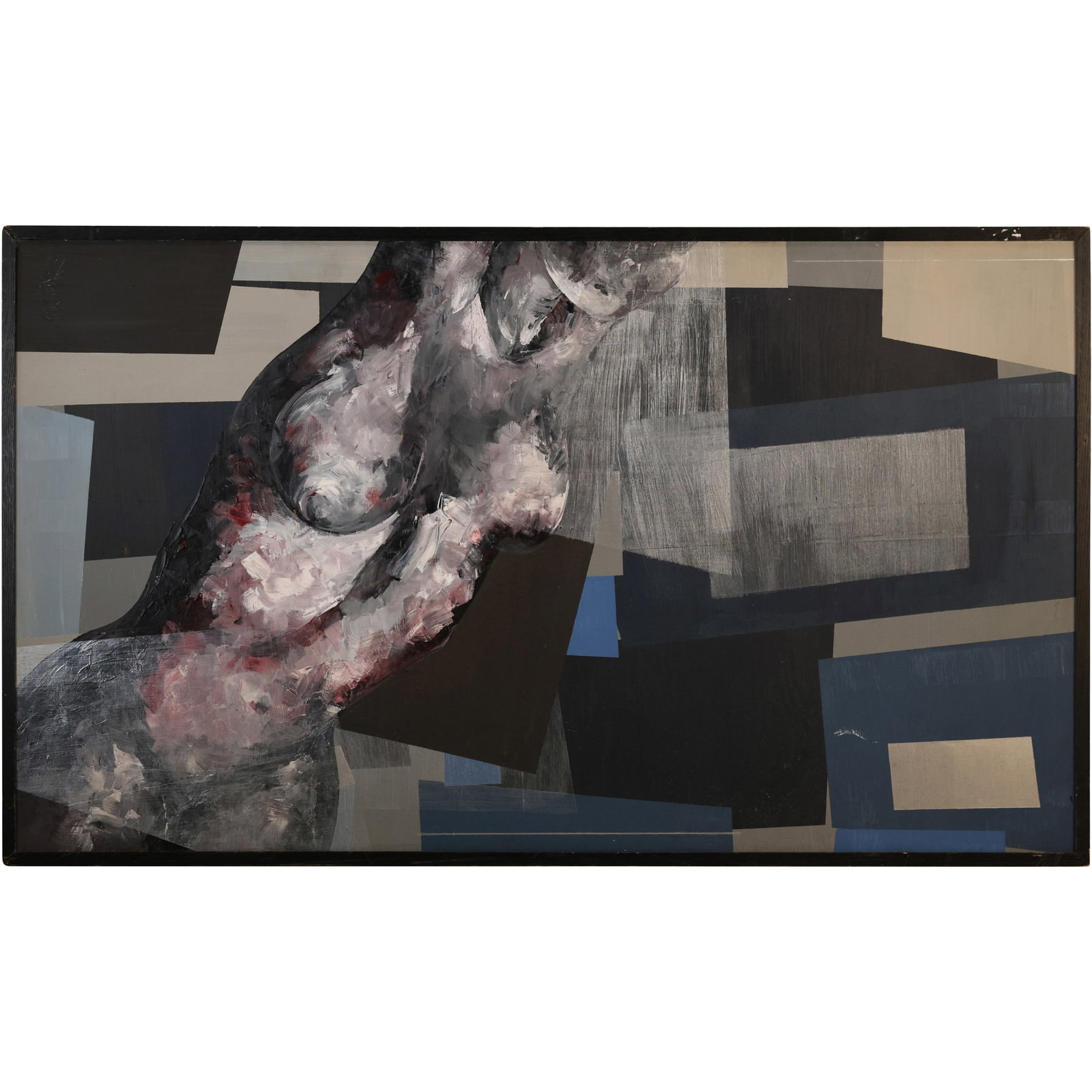 Large 20th C. Oil Painting on Board Abstract Woman's Torso: This item requires an appointment scheduled via email (donny@donnymaloneauctions.com) at least 24 hours before pick-up. size: Large 20th C. Oil Painting on Board Abstract Woman's Torso. size: 28 x 49