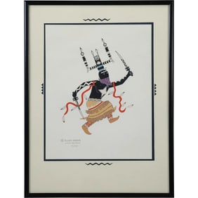 Allan Houser, Lithograph, "The Apache Mountain Spirit Dance" Numbered 51/528