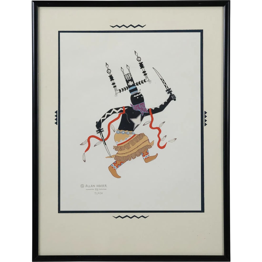 Allan Houser, Lithograph, "The Apache Mountain Spirit Dance" Numbered 51/528 (1 of 11)