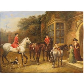 After Heywood Hardy, Fine 20th-Century Equestrian Oil Painting on Canvas "The Meet Cynegetic"