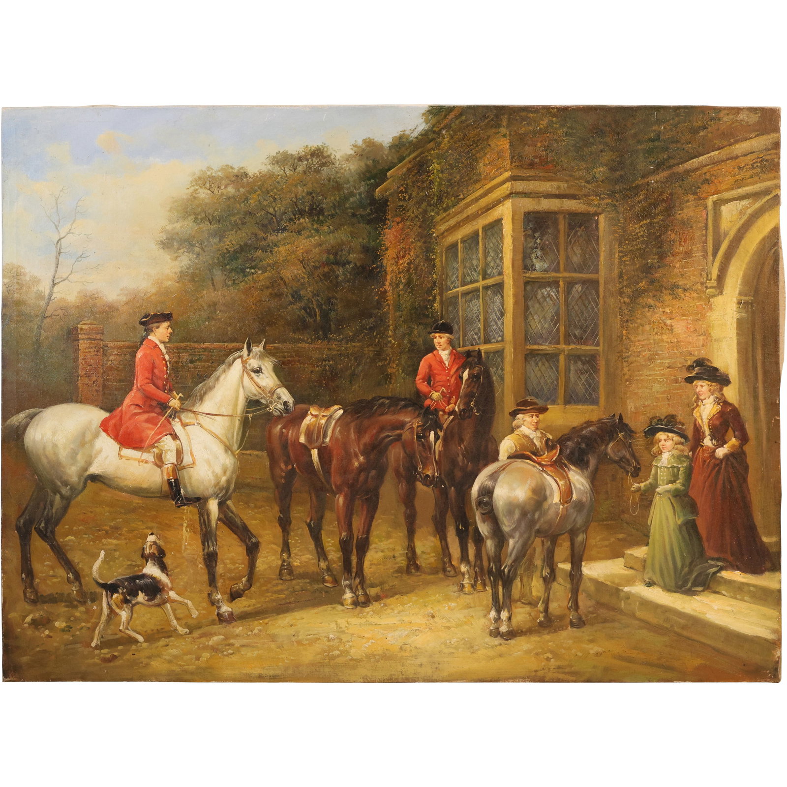 After Heywood Hardy, Fine 20th-Century Equestrian Oil Painting on Canvas "The Meet Cynegetic": This item requires an appointment scheduled via email (donny@donnymaloneauctions.com) at least 24 hours before pick-up. size: After Heywood Hardy, Fine 20th-Century Equestrian Oil Painting on Canvas "