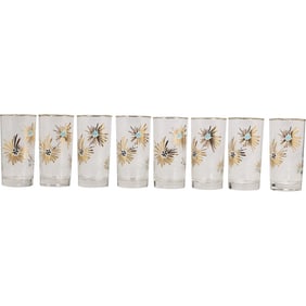 Set 8 Libbey "Party time Firework" Highball Glasses Barware