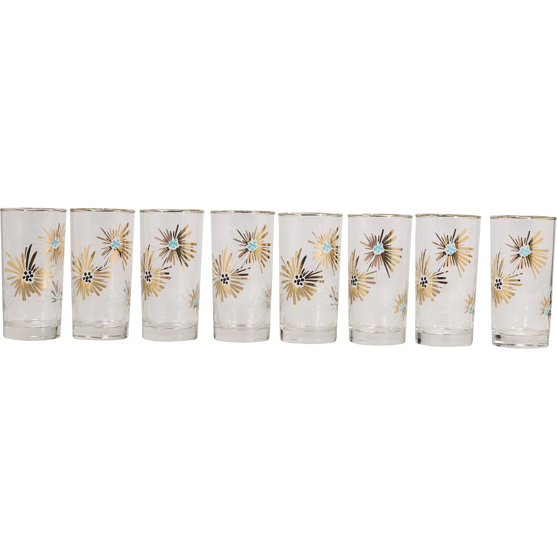 Set 8 Libbey "Party time Firework" Highball Glasses Barware (1 of 13)