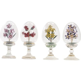 Set of 4 Franklin Mint House of Faberge Crystal Egg “ The Violet Bouquet?? Set, 6 in. height