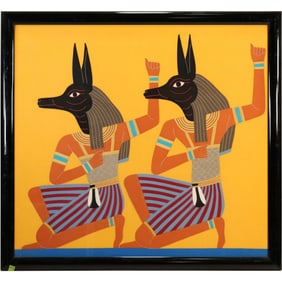 Serigraph, Two Anubis, the ancient Egyptian god associated with mummification and the afterlife.