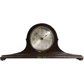 Vintage New Haven Clock Co. 8-Day Alarm Hump Back Mantle Clock Mahogany Wood Case