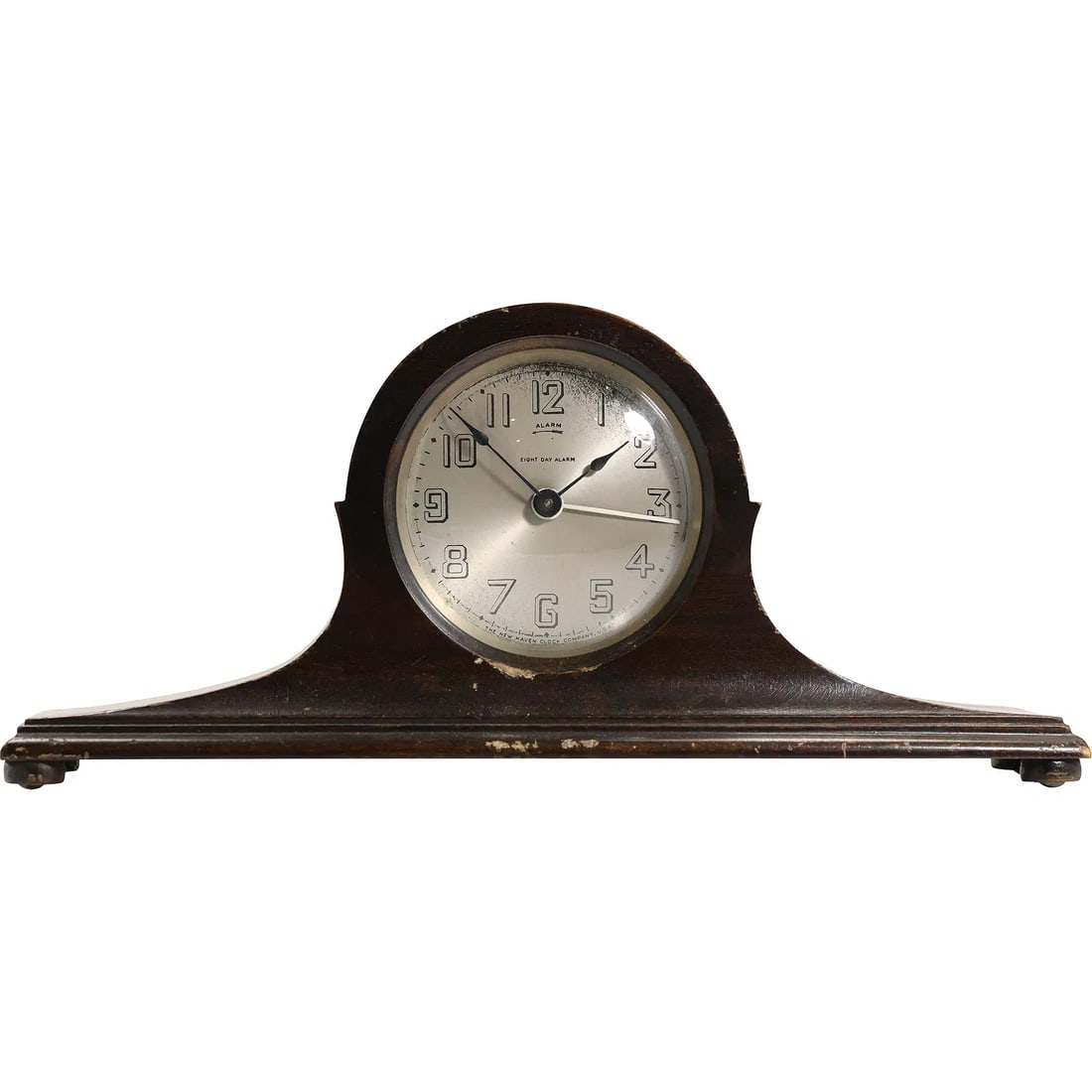 Vintage New Haven Clock Co. 8-Day Alarm Hump Back Mantle Clock Mahogany Wood Case (1 of 15)