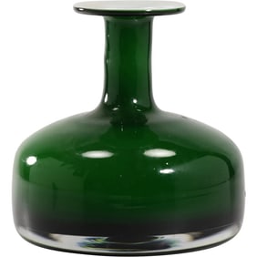 Danish Mid-Century Holmegaard Green and White Bud Vase 7.25 in. height x 6.75 in. wide