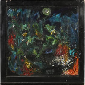 Hamlet Zurita NYC 1998, Abstract Oil on Board Painting Titled "Amazonia"