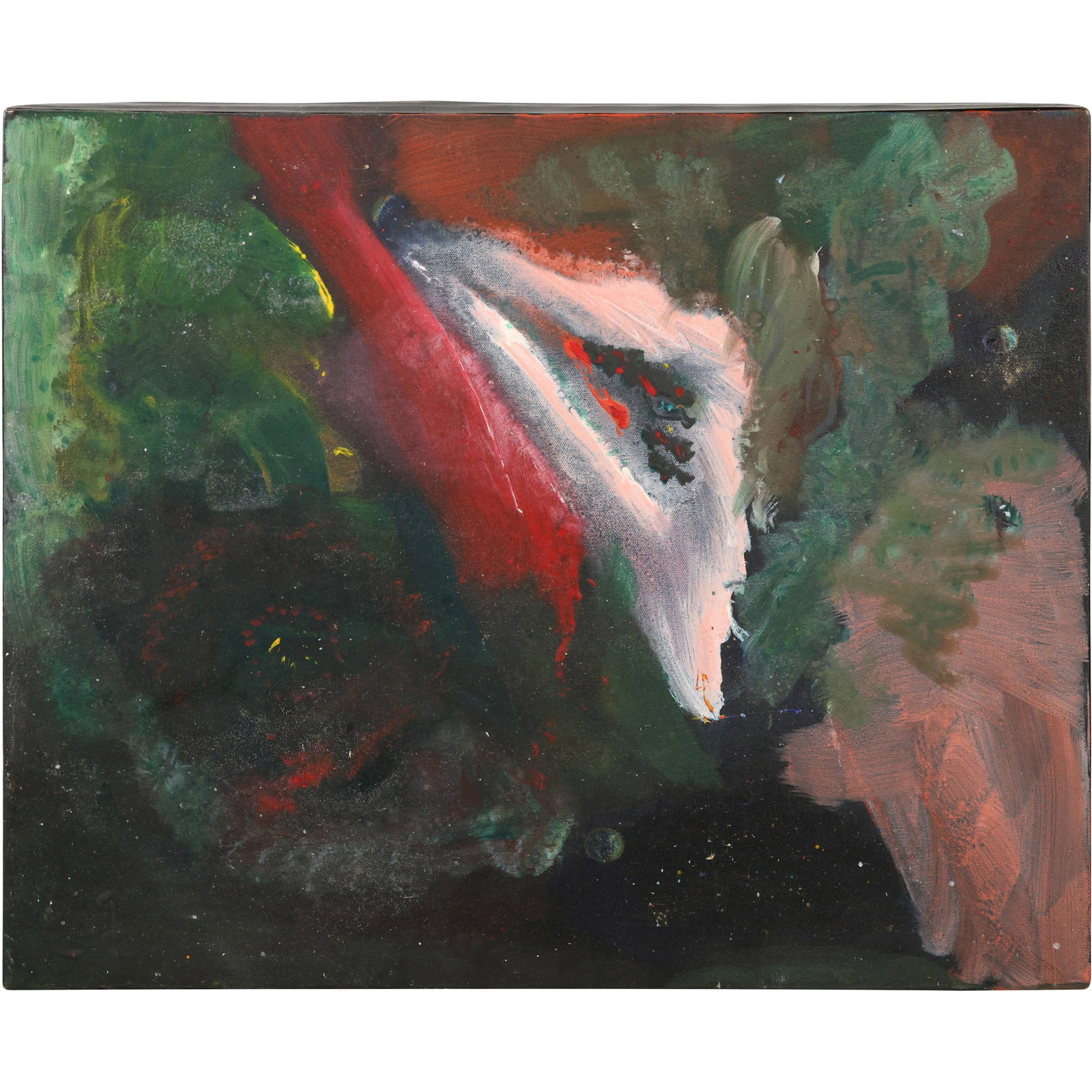 Hamlet Zurita NYC 1998, Abstract Oil on Canvas Painting titled "Nigh Flowers": This item requires an appointment scheduled via email (donny@donnymaloneauctions.com) at least 24 hours before pick-up. size: Hamlet Zurita NYC 1998, Abstract Oil on Canvas Painting titled "Nigh Flowe