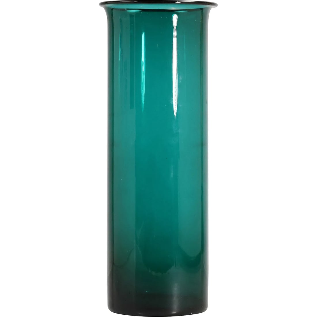 Tall Teal Green Cylindrical Vase 13 inches height x 5 in. wide, Blenko? (1 of 6)