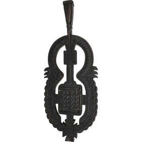 Tribal African Carved Wood Ceremonial Topper 25.5 inches length x 10 inches wide