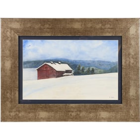 .Jehudith [Judyta] Sobel [1924-2012] Polish, Catskills in Winter, Watercolor Painting, Signed