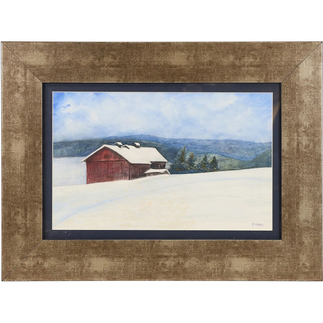 .Jehudith [Judyta] Sobel [1924-2012] Polish, Catskills in Winter, Watercolor Painting, Signed (1 of 12)