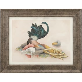 Yasuaki Okamoto, Watercolor Painting and Pencil, titled: "Guess What", Label on Verso