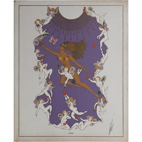 "Summer," part of Erté's "Four Seasons" series Color Lithograph, Signed