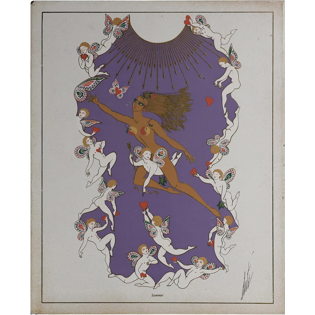 "Summer," part of Erté's "Four Seasons" series Color Lithograph, Signed (1 of 17)