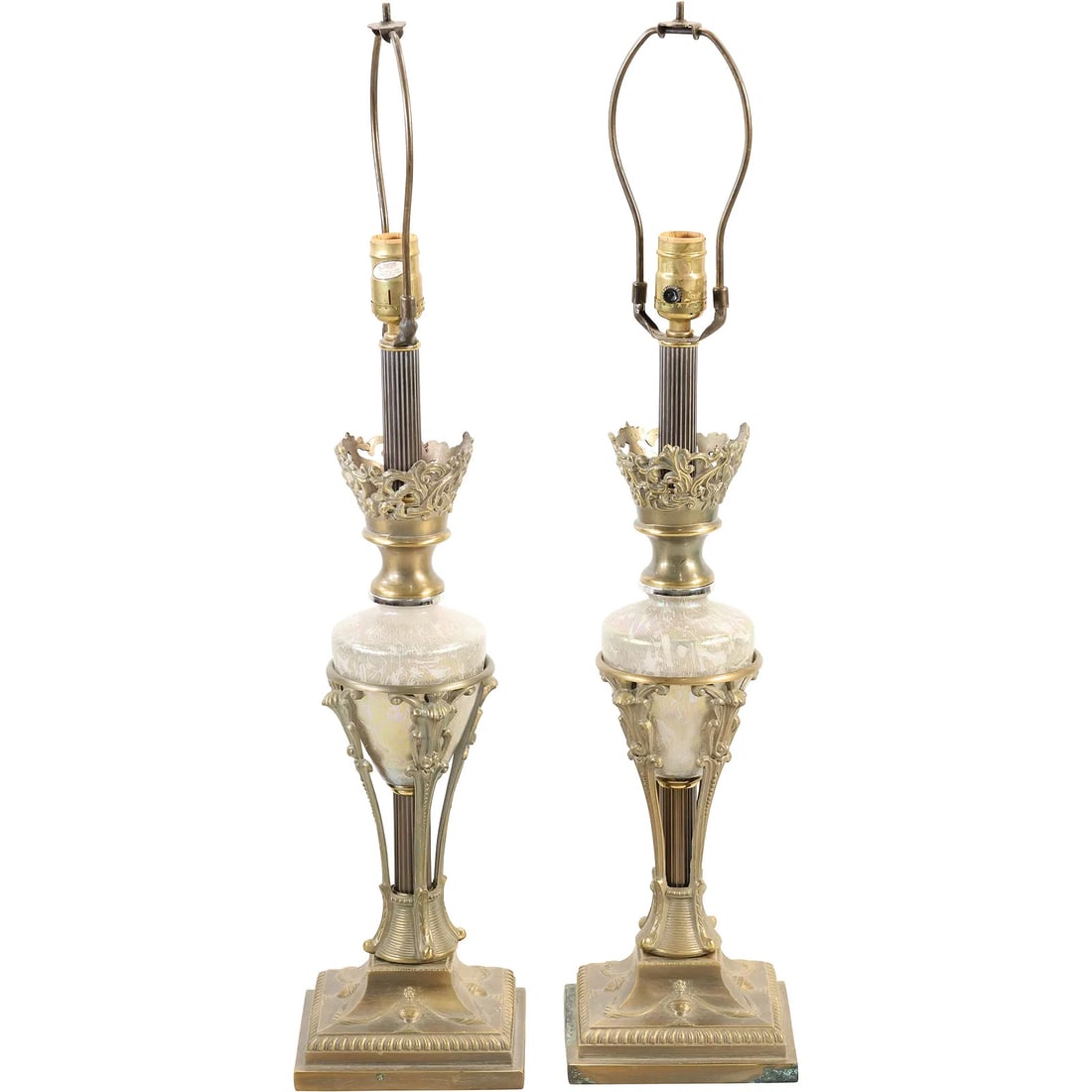 Beautiful Pair of Hollywood Regency Crystal Urn Table Lamps 28 inches overall height (1 of 15)