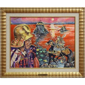 George Scott 2001, Oil on Canvas Painting, "Samarai", Framed, Signed, Brass Name Tag