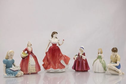 Estate Collection of 6 Assorted Royal Doulton Fine Porcelain Figurines - Variety - See Pictures