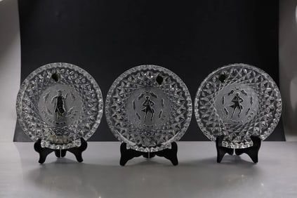 3 WATERFORD Fine Crystal Glass Christmas Plates in Boxes