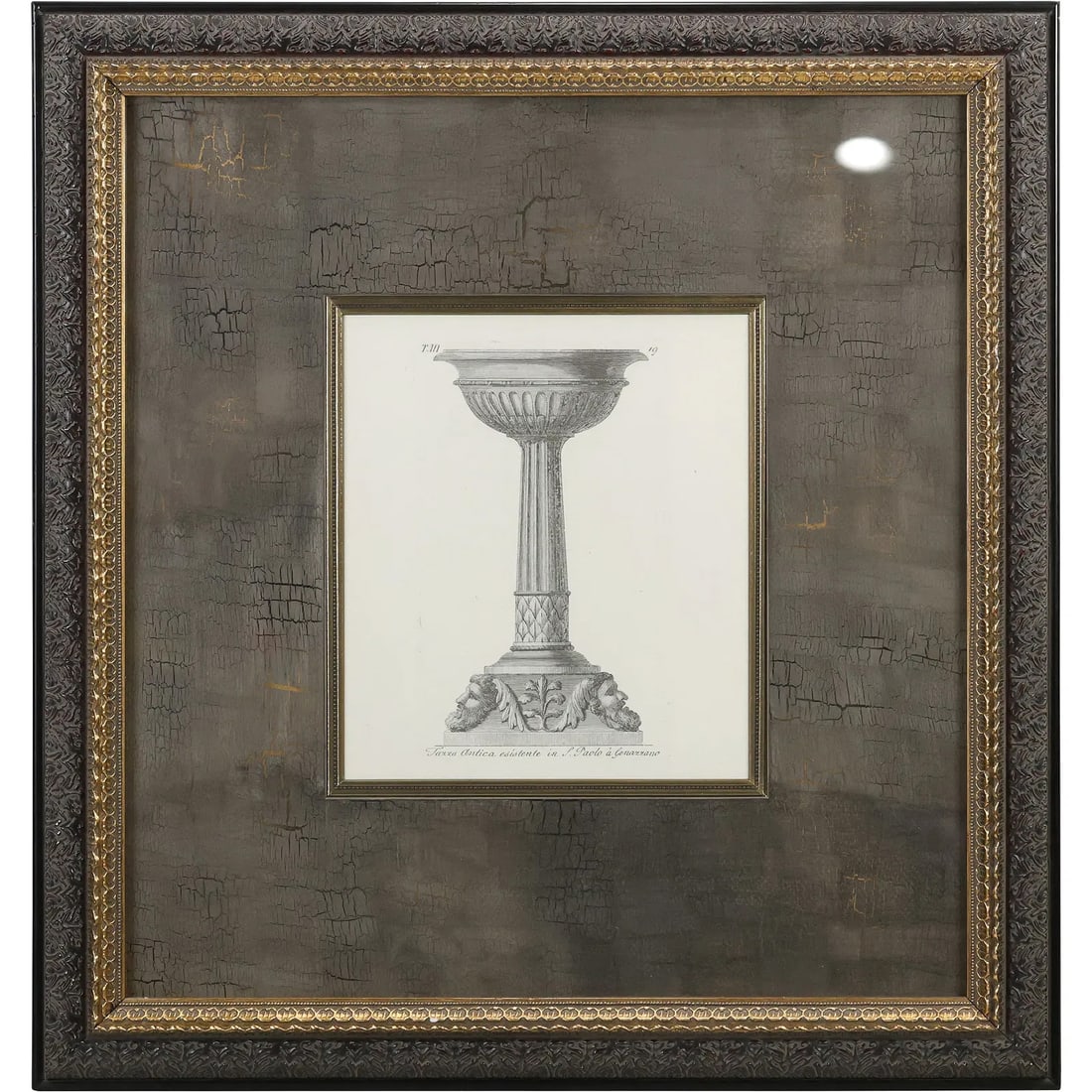 Framed FRENCH PEDESTAL URN Print, Identified as "John Richard" Luxury Decor Company, Label on Verso (1 of 13)