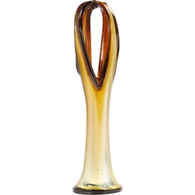 Amber Art Glass Sculptured Vase 22.5 inches height x 6 in. wide