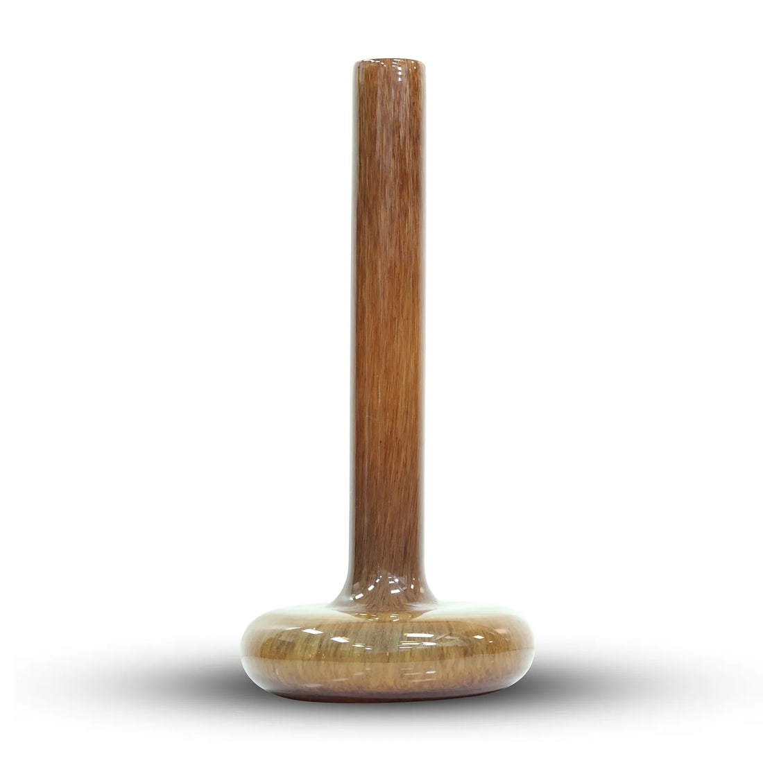 Unique Mid-Century Modern Art Glass Squat Base Vase with Long Bottle Neck 24 inches height: " This item requires an appointment scheduled via email (donny@donnymaloneauctions.com) at least 24 hours before pick-up. Unique Mid-Century Modern Art Glass Squat Base Vase with Long Bottle Neck 24 i