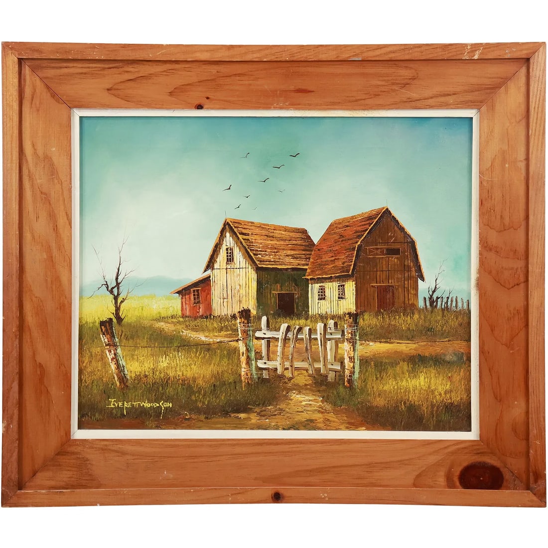 Everett Woodson (1933 - 2016) Missouri, Oil on Canvas Painting Rural Barn in Landscape: This item requires an appointment scheduled via email (donny@donnymaloneauctions.com) at least 24 hours before pick-up. size: Everett Woodson (1933 - 2016) Missouri, Oil on Canvas Painting Rural Barn 