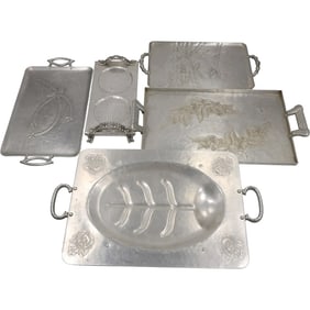 5 Assorted Mid-Century Aluminum Ware Serving Trays - See Pictures