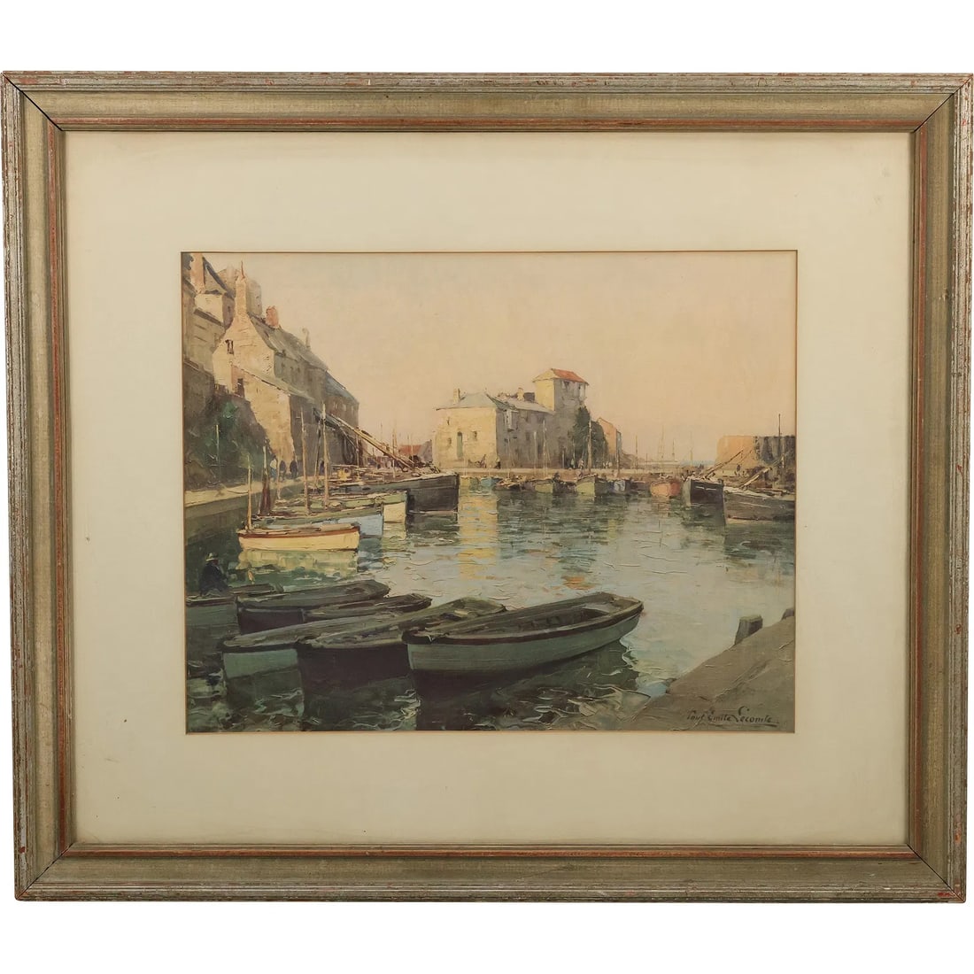 Paul Emile Lecomte (1877 - 1950) , MEVAGISSEY HARBOUR Vintage Framed Print (1 of 13)