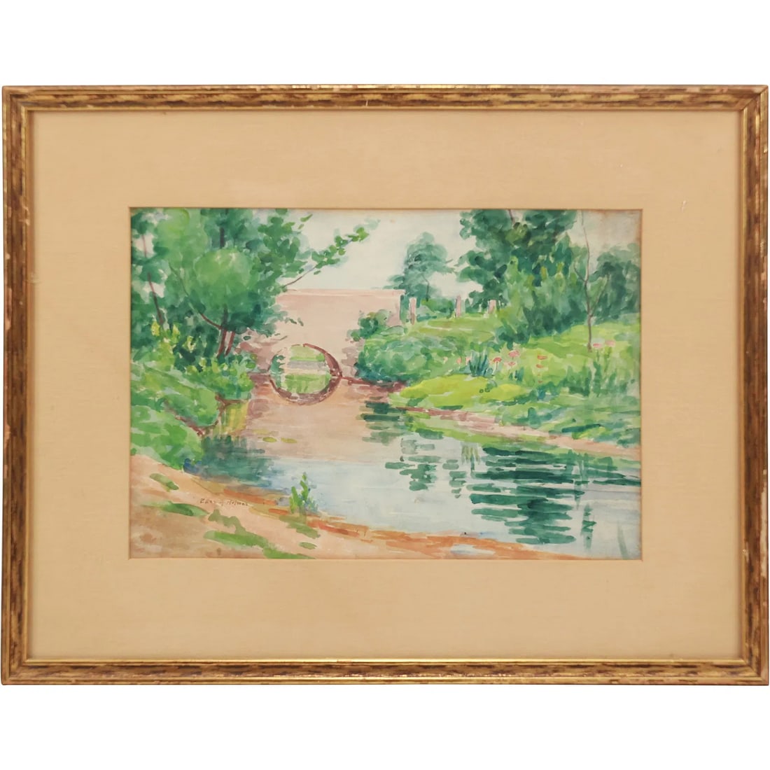 Ellen Angeline Holmes (1852 - 1933), American, Watercolor Painting Landscape with Stream (1 of 13)