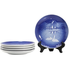 5 Assorted B&G Bing and Grondal Copenhagen Denmark Christmas Plates Blue and White