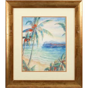 Tropical Breeze by Alexa Kelemen, Vintage Framed Lithograph, Signed in Plate