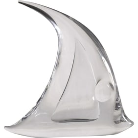 Mario Broggi Art Glass Sail Fish Sculpture Signed, 11 inches x 10 inches