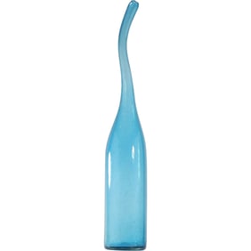 Blenko Tall Blue Glass Gooseneck Vase 21.25 inches height, 3.75 in. diameter