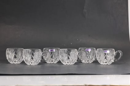 Set of 6 Marquis Waterford Crystal Glass Tea Cups with Original Labels