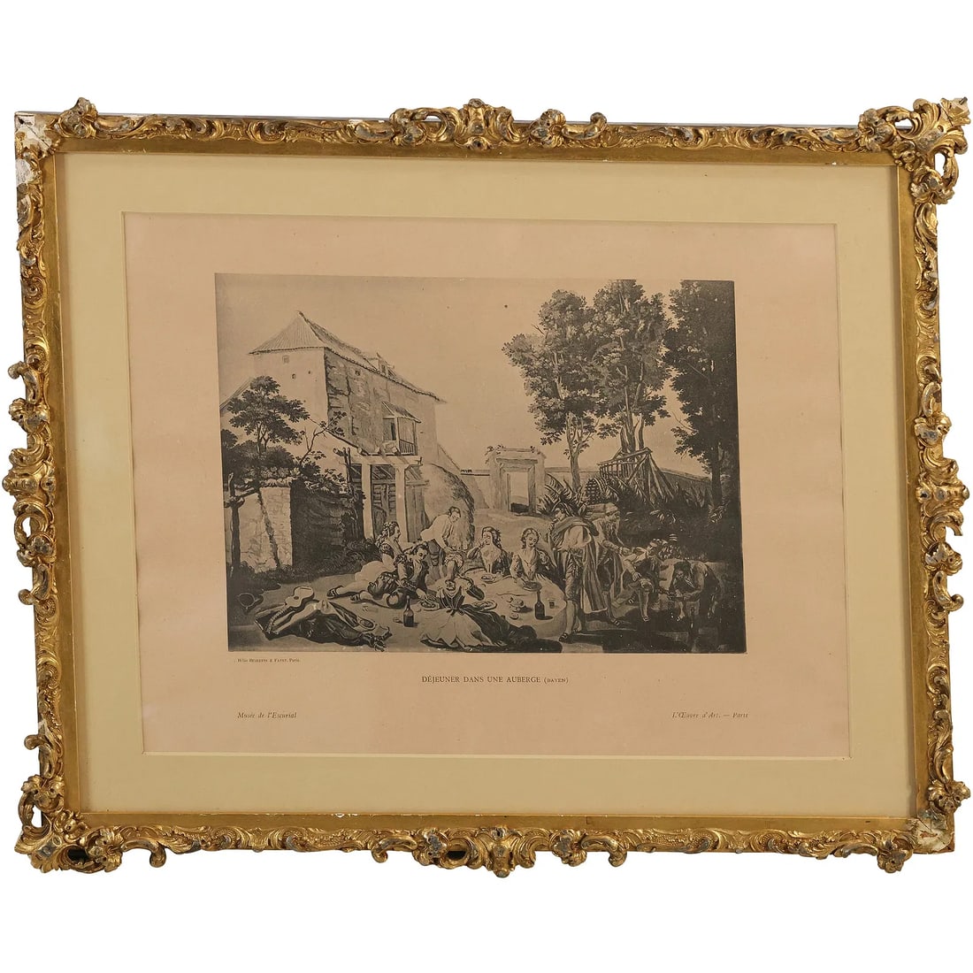 Framed Antique Art Print "Dejeuner Dans Une Auberge" (1 of 11)