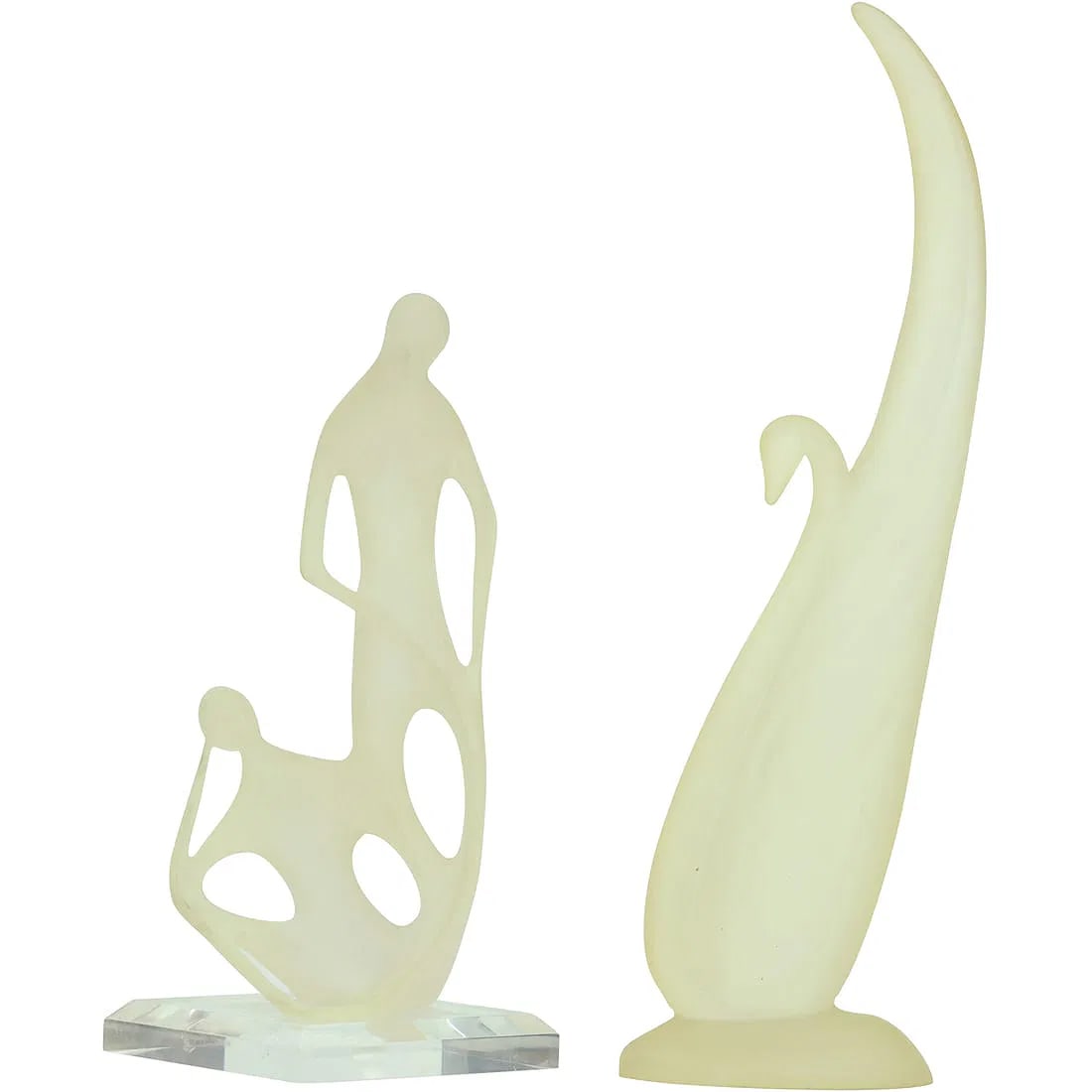 [2] Mid-Century Modern Lucite Sculptures, Figure and Wheat Leaf (1 of 13)