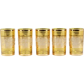 5 Vintage Rose Gold Tumblers: Mid Century Barware Set