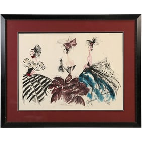 Gianfranco, Mixed Media Artwork of Fashion Women in Dress, Framed