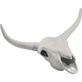 White Metal Steer Skull Wall Hanger 19.5 inches length