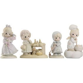 4 Assorted Precious Moments Porcelain Bisque Doll Figure Statues