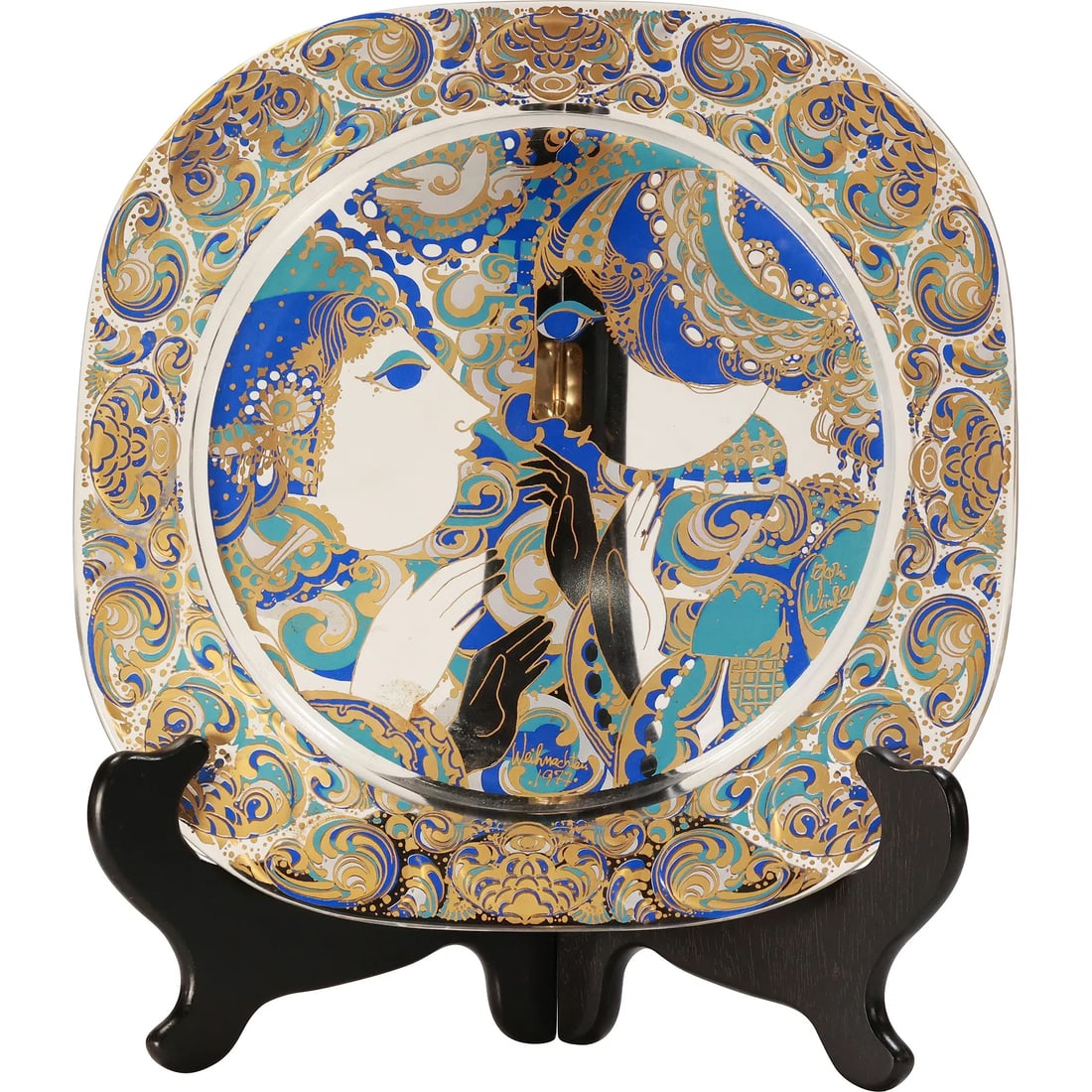 1977 Christmas plate designed by Danish artist Bjorn Wiinblad for Rosenthal's Studio-Line. 12.25 in.: This item requires an appointment scheduled via email (donny@donnymaloneauctions.com) at least 24 hours before pick-up. 1977 Christmas plate designed by Danish artist Bjorn Wiinblad for Rosenthal's St