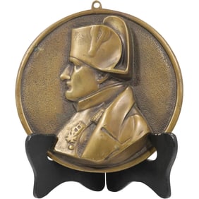 Napoleonic Bronze Medal featuring a profile of Emperor Napoleon Bonaparte 7 in. x 6.75 in.