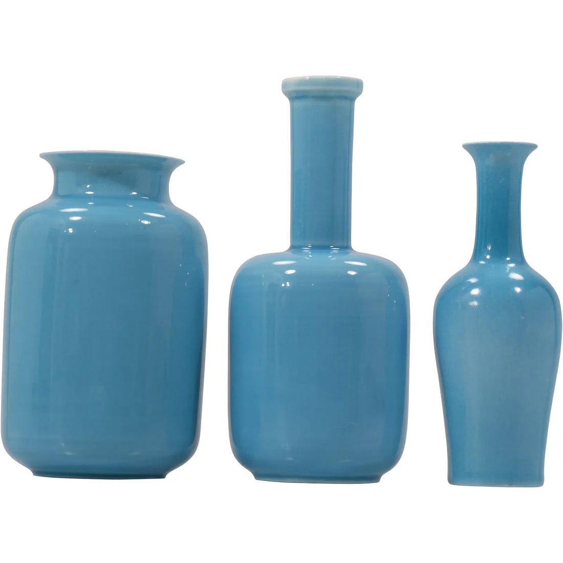 3 Assorted Blue Chinese Porcelain Cabinet / Bud Vases Signed on Bases (1 of 15)