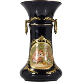 Limoges Castel France Cobalt Blue Vase 10 in. height x 6 in. wide